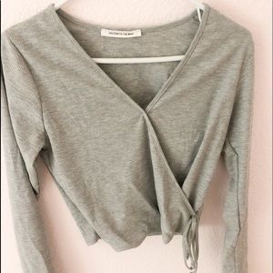 grey wrap long sleeve shirt